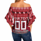 Personalized St George Illawarra Dragons Christmas Off Shoulder Wrap Waist Top Australian Rugby Fans - Pixelated Ugly Xmas Pattern Mascot Santa