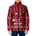 Personalized St George Illawarra Dragons Christmas Padded Jacket Australian Rugby Fans - Pixelated Ugly Xmas Pattern Mascot Santa