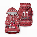 Personalized St George Illawarra Dragons Christmas Pet Hoodie Australian Rugby Fans - Pixelated Ugly Xmas Pattern Mascot Santa