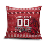 Personalized St George Illawarra Dragons Christmas Pillow Cover Australian Rugby Fans - Pixelated Ugly Xmas Pattern Mascot Santa