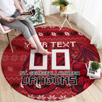 Personalized St George Illawarra Dragons Christmas Round Carpet Australian Rugby Fans - Pixelated Ugly Xmas Pattern Mascot Santa