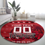 Personalized St George Illawarra Dragons Christmas Round Carpet Australian Rugby Fans - Pixelated Ugly Xmas Pattern Mascot Santa