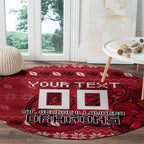 Personalized St George Illawarra Dragons Christmas Round Carpet Australian Rugby Fans - Pixelated Ugly Xmas Pattern Mascot Santa