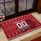 Personalized St George Illawarra Dragons Christmas Rubber Doormat Australian Rugby Fans - Pixelated Ugly Xmas Pattern Mascot Santa