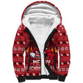 Personalized St George Illawarra Dragons Christmas Sherpa Hoodie Australian Rugby Fans - Pixelated Ugly Xmas Pattern Mascot Santa