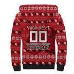 Personalized St George Illawarra Dragons Christmas Sherpa Hoodie Australian Rugby Fans - Pixelated Ugly Xmas Pattern Mascot Santa
