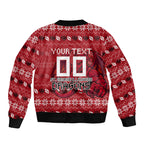 Personalized St George Illawarra Dragons Christmas Sleeve Zip Bomber Jacket Australian Rugby Fans - Pixelated Ugly Xmas Pattern Mascot Santa