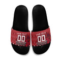 Personalized St George Illawarra Dragons Christmas Slide Sandals Australian Rugby Fans - Pixelated Ugly Xmas Pattern Mascot Santa