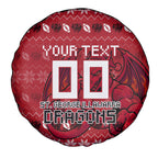 Personalized St George Illawarra Dragons Christmas Spare Tire Cover Australian Rugby Fans - Pixelated Ugly Xmas Pattern Mascot Santa