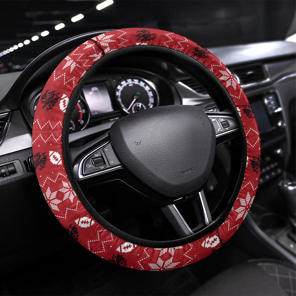 St George Illawarra Dragons Christmas Steering Wheel Cover Australian Rugby Fans - Pixelated Ugly Xmas Pattern Mascot Santa