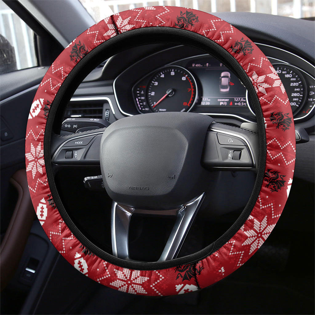 St George Illawarra Dragons Christmas Steering Wheel Cover Australian Rugby Fans - Pixelated Ugly Xmas Pattern Mascot Santa