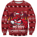 Personalized St George Illawarra Dragons Christmas Sweatshirt Australian Rugby Fans - Pixelated Ugly Xmas Pattern Mascot Santa