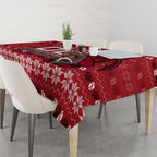 Personalized St George Illawarra Dragons Christmas Tablecloth Australian Rugby Fans - Pixelated Ugly Xmas Pattern Mascot Santa