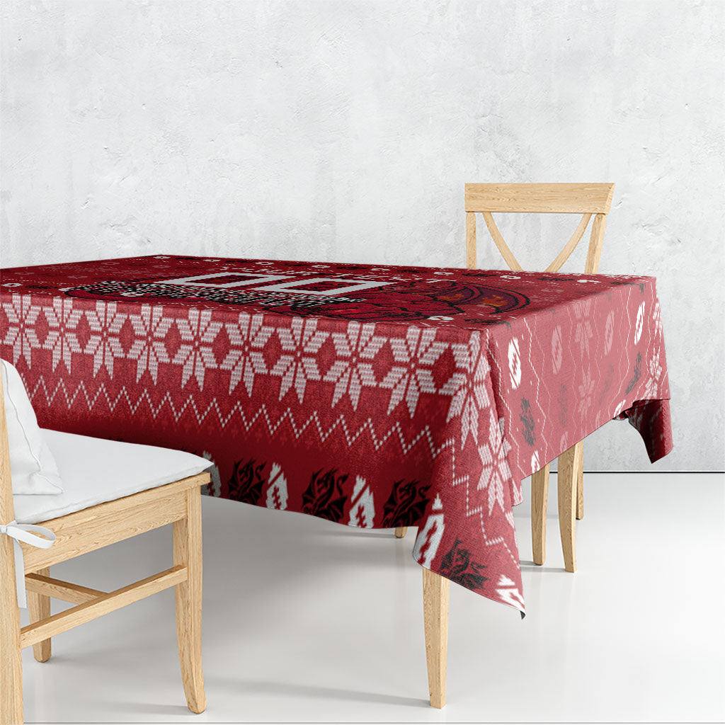 Personalized St George Illawarra Dragons Christmas Tablecloth Australian Rugby Fans - Pixelated Ugly Xmas Pattern Mascot Santa