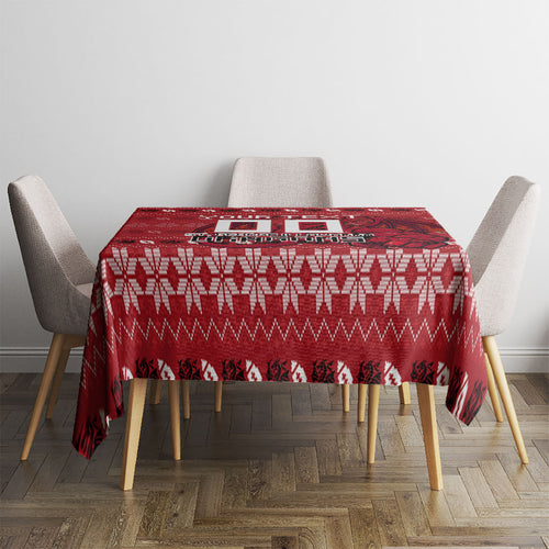Personalized St George Illawarra Dragons Christmas Tablecloth Australian Rugby Fans - Pixelated Ugly Xmas Pattern Mascot Santa