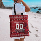 Personalized St George Illawarra Dragons Christmas Tote Bag Australian Rugby Fans - Pixelated Ugly Xmas Pattern Mascot Santa