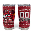 Personalized St George Illawarra Dragons Christmas Tumbler Cup Australian Rugby Fans - Pixelated Ugly Xmas Pattern Mascot Santa