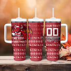 Personalized St George Illawarra Dragons Christmas Tumbler With Handle Australian Rugby Fans - Pixelated Ugly Xmas Pattern Mascot Santa