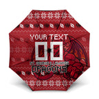 Personalized St George Illawarra Dragons Christmas Umbrella Australian Rugby Fans - Pixelated Ugly Xmas Pattern Mascot Santa
