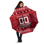 Personalized St George Illawarra Dragons Christmas Umbrella Australian Rugby Fans - Pixelated Ugly Xmas Pattern Mascot Santa