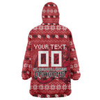 Personalized St George Illawarra Dragons Christmas Wearable Blanket Hoodie Australian Rugby Fans - Pixelated Ugly Xmas Pattern Mascot Santa