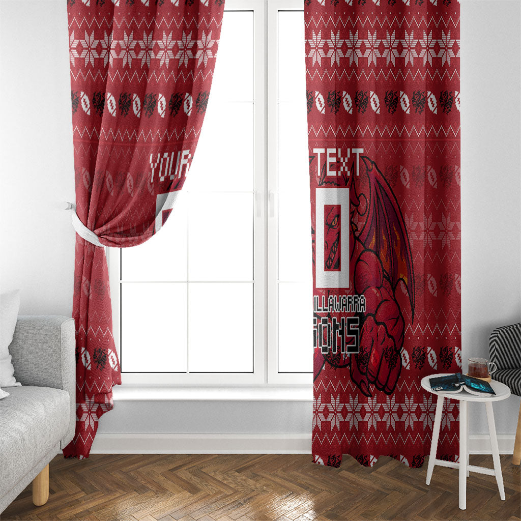Personalized St George Illawarra Dragons Christmas Window Curtain Australian Rugby Fans - Pixelated Ugly Xmas Pattern Mascot Santa