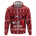 Personalized St George Illawarra Dragons Christmas Zip Hoodie Australian Rugby Fans - Pixelated Ugly Xmas Pattern Mascot Santa