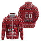Personalized St George Illawarra Dragons Christmas Zip Hoodie Australian Rugby Fans - Pixelated Ugly Xmas Pattern Mascot Santa