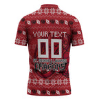 Personalized St George Illawarra Dragons Christmas Zipper Polo Shirt Australian Rugby Fans - Pixelated Ugly Xmas Pattern Mascot Santa