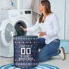 Personalized Sydney Roosters Christmas Laundry Basket Australian Rugby Fans - Pixelated Ugly Xmas Pattern Mascot Santa