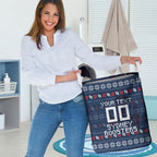 Personalized Sydney Roosters Christmas Laundry Basket Australian Rugby Fans - Pixelated Ugly Xmas Pattern Mascot Santa