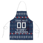 Personalized Sydney Roosters Christmas Apron Australian Rugby Fans - Pixelated Ugly Xmas Pattern Mascot Santa
