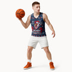 Personalized Sydney Roosters Christmas Basketball Jersey Australian Rugby Fans - Pixelated Ugly Xmas Pattern Mascot Santa