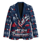 Personalized Sydney Roosters Christmas Blazer Australian Rugby Fans - Pixelated Ugly Xmas Pattern Mascot Santa