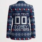 Personalized Sydney Roosters Christmas Blazer Australian Rugby Fans - Pixelated Ugly Xmas Pattern Mascot Santa