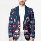 Personalized Sydney Roosters Christmas Blazer Australian Rugby Fans - Pixelated Ugly Xmas Pattern Mascot Santa