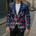 Personalized Sydney Roosters Christmas Blazer Australian Rugby Fans - Pixelated Ugly Xmas Pattern Mascot Santa