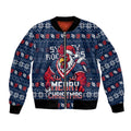 Personalized Sydney Roosters Christmas Bomber Jacket Australian Rugby Fans - Pixelated Ugly Xmas Pattern Mascot Santa