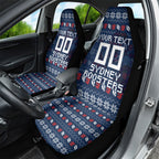Personalized Sydney Roosters Christmas Car Seat Cover Australian Rugby Fans - Pixelated Ugly Xmas Pattern Mascot Santa