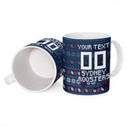 Personalized Sydney Roosters Christmas Ceramic Mug Australian Rugby Fans - Pixelated Ugly Xmas Pattern Mascot Santa