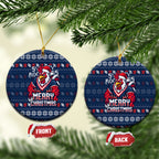 Sydney Roosters Christmas Ceramic Ornament Australian Rugby Fans - Pixelated Ugly Xmas Pattern Mascot Santa
