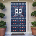 Personalized Sydney Roosters Christmas Door Cover Australian Rugby Fans - Pixelated Ugly Xmas Pattern Mascot Santa