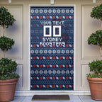 Personalized Sydney Roosters Christmas Door Cover Australian Rugby Fans - Pixelated Ugly Xmas Pattern Mascot Santa