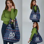Personalized Sydney Roosters Christmas Grocery Bag Australian Rugby Fans - Pixelated Ugly Xmas Pattern Mascot Santa