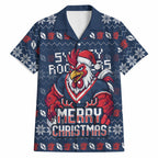 Personalized Sydney Roosters Christmas Hawaiian Shirt Australian Rugby Fans - Pixelated Ugly Xmas Pattern Mascot Santa