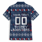 Personalized Sydney Roosters Christmas Hawaiian Shirt Australian Rugby Fans - Pixelated Ugly Xmas Pattern Mascot Santa