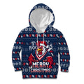 Personalized Sydney Roosters Christmas Kid Hoodie Australian Rugby Fans - Pixelated Ugly Xmas Pattern Mascot Santa