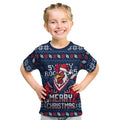 Personalized Sydney Roosters Christmas Kid T Shirt Australian Rugby Fans - Pixelated Ugly Xmas Pattern Mascot Santa