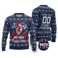 Personalized Sydney Roosters Christmas Ugly Christmas Sweater Australian Rugby Fans - Pixelated Ugly Xmas Pattern Mascot Santa
