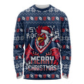 Personalized Sydney Roosters Christmas Long Sleeve Shirt Australian Rugby Fans - Pixelated Ugly Xmas Pattern Mascot Santa